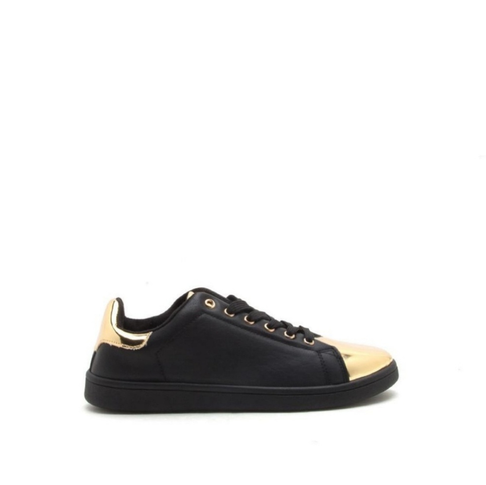 BOGO 1/2 OFF | Black & Gold Embossed Sneakers - Picture 4 of 5